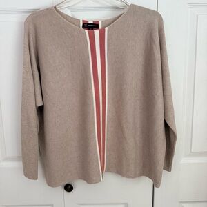 INC International Concepts 2X Taupe Striped Ribbed Dolman Sweater Pullover